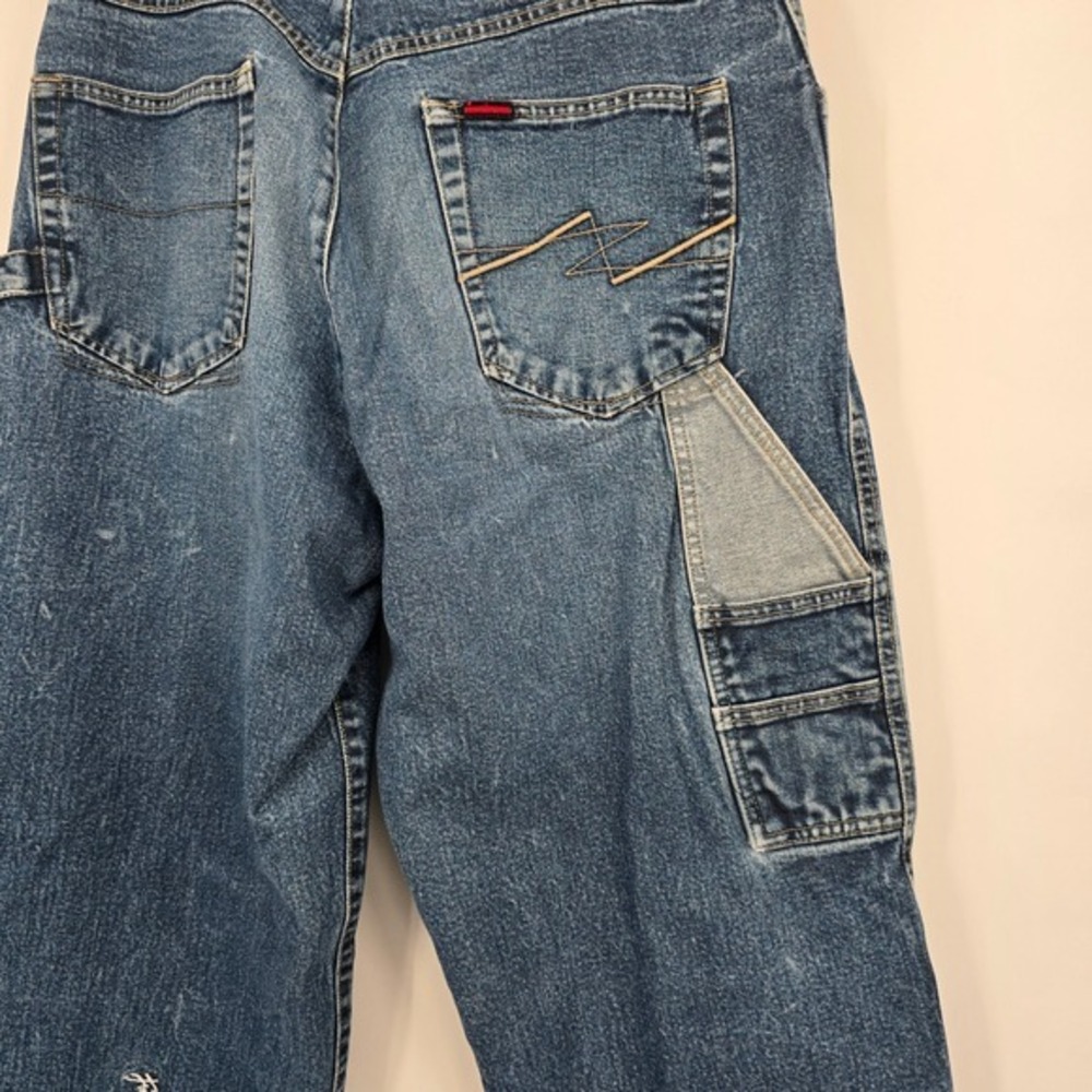 Vintage Fubu Carpenter Jeans Baggy Fit Denim Utility Pockets Blue Mens W36 XL34 - Picture 10 of 16